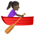 🚣🏿‍♀️ woman rowing boat: dark skin tone display on JoyPixels